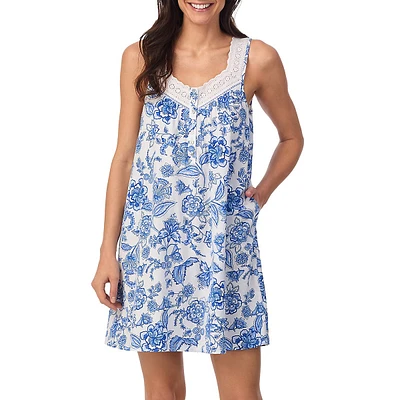 Sleeveless Floral Vine-Print Chemise