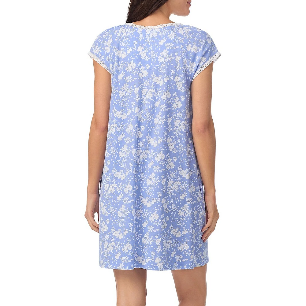 Cap-Sleeve Floral Nightgown