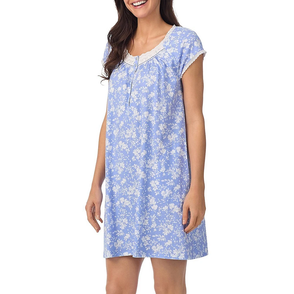 Cap-Sleeve Floral Nightgown