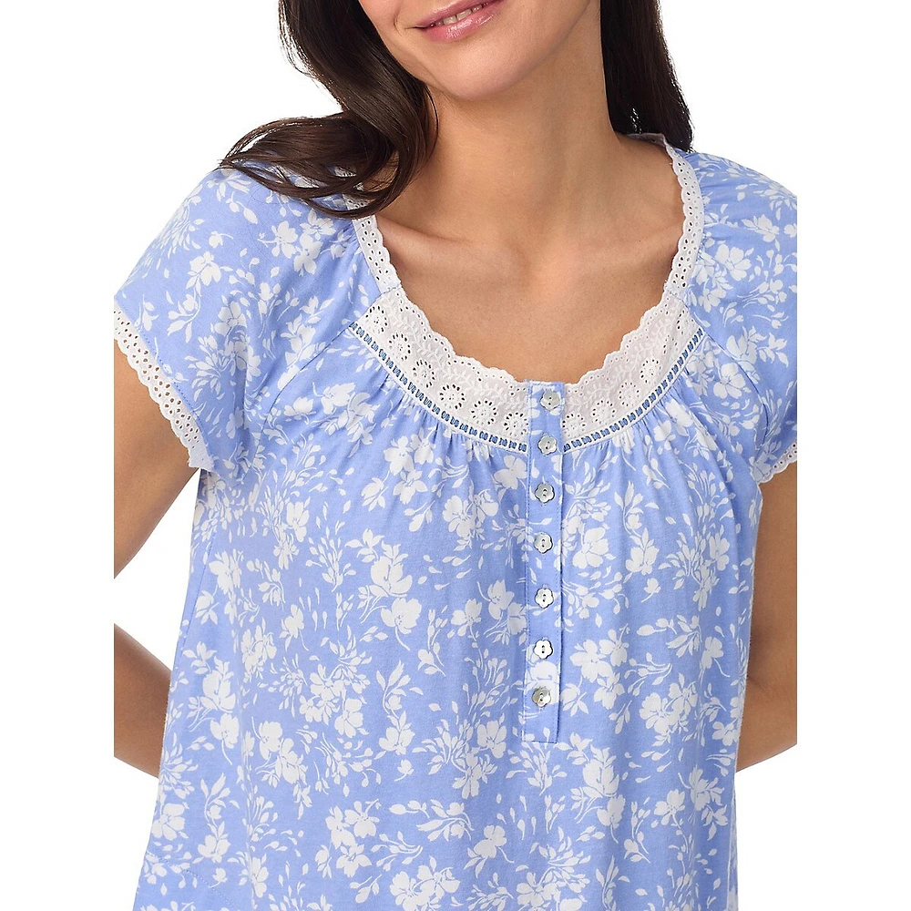 Cap-Sleeve Floral Nightgown