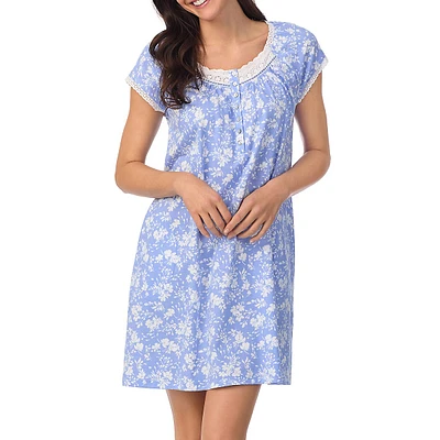 Cap-Sleeve Floral Nightgown