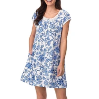 Cap-Sleeve Floral Nightgown