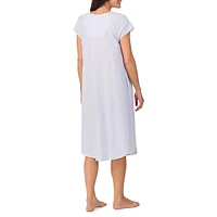 Printed Cap-Sleeve Long Nightgown