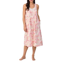 Printed Sleeveless Long Nightgown