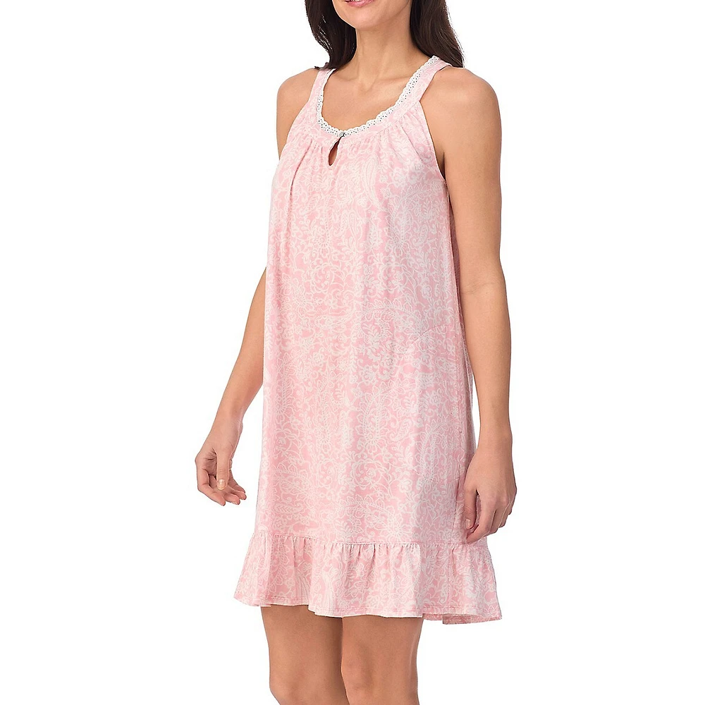 Printed Sleeveless Short Chemise