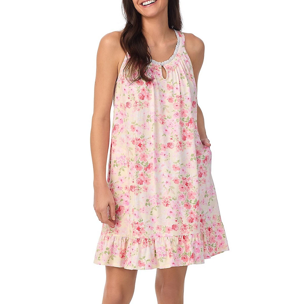 Printed Sleeveless Short Chemise