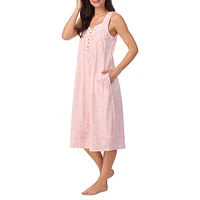 Printed Sleeveless Long Nightgown