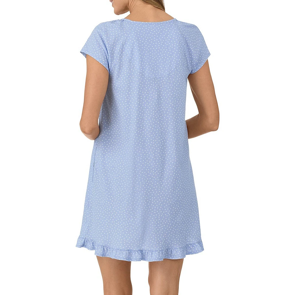 Cap-Sleeve Ruffled Short Nightgown