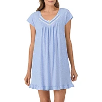 Cap-Sleeve Ruffled Short Nightgown