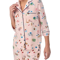 2-Piece Kitchen-Print Piped Pyjama Set