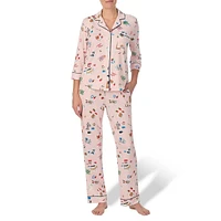 2-Piece Kitchen-Print Piped Pyjama Set