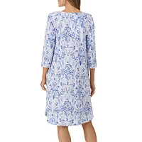 Three-Quarter-Sleeve Lace-Trimmed Nightgown
