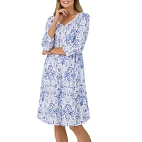 Three-Quarter-Sleeve Lace-Trimmed Nightgown