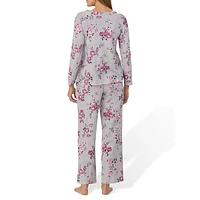 2-Piece Printed Long-Sleeve Top & Pants Pyjama Set