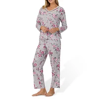 2-Piece Printed Long-Sleeve Top & Pants Pyjama Set