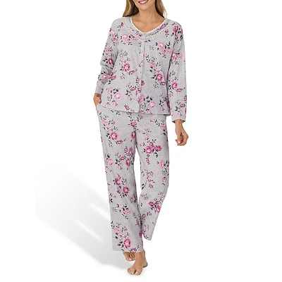 2-Piece Printed Long-Sleeve Top & Pants Pyjama Set