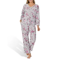 2-Piece Printed Long-Sleeve Top & Pants Pyjama Set