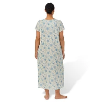 Plus Floral Short-Sleeve Nightgown