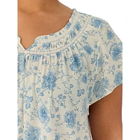 Plus Floral Short-Sleeve Nightgown