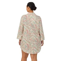 Plus 3/4-Sleeve Paisley-Print Sleepshirt