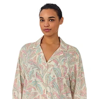 Plus 3/4-Sleeve Paisley-Print Sleepshirt