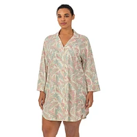 Plus 3/4-Sleeve Paisley-Print Sleepshirt