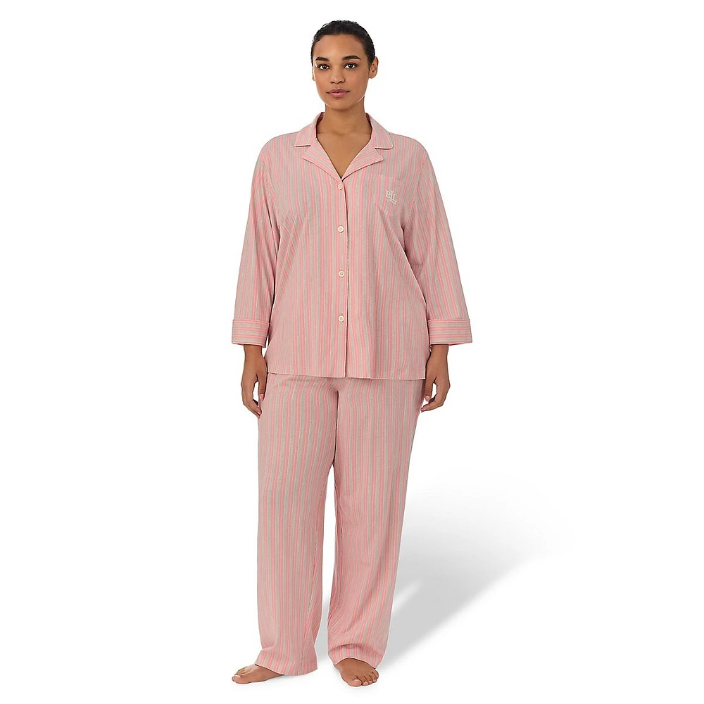 Plus 2-Piece 3/4-Sleeve Print Pyjama Set