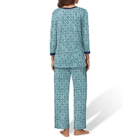 Printed 2-Piece Henley Top & Pants Pyjama Set