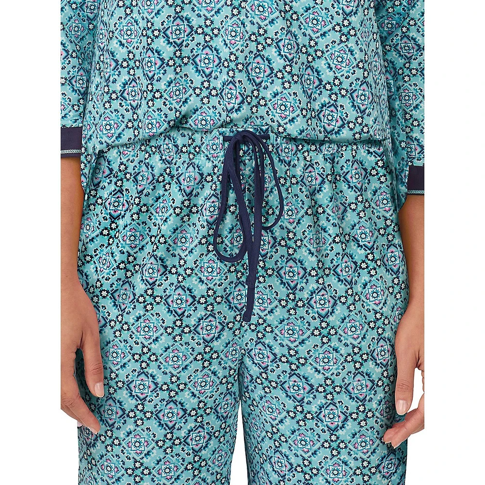 Printed 2-Piece Henley Top & Pants Pyjama Set