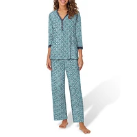 Printed 2-Piece Henley Top & Pants Pyjama Set