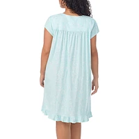 Plus Floral Cap-Sleeve Short Nightgown