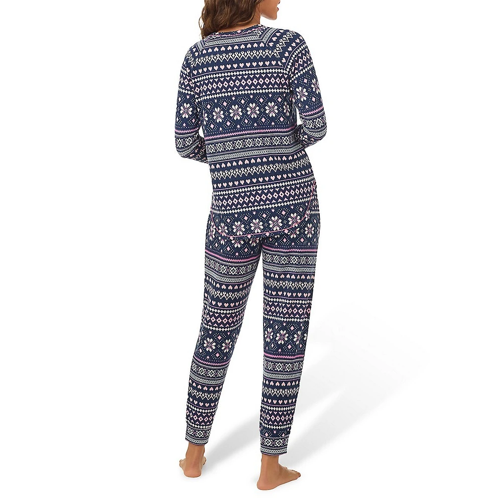 Printed 2-Piece Long-Sleeve Top & Jogger Pyjama Set