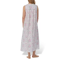 Floral Lawn Sleeveless Midi Ballet Nightgown