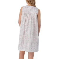 Floral Lawn Sleeveless Short Nightgown