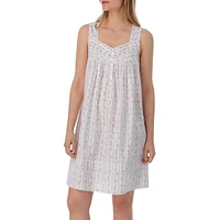 Floral Lawn Sleeveless Short Nightgown