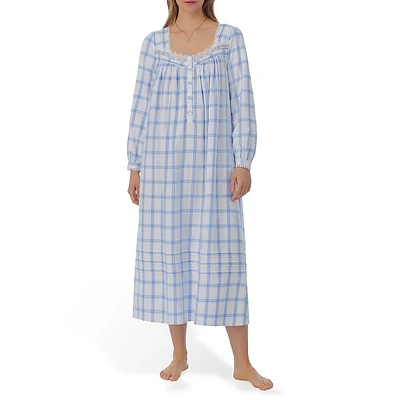 Printed Flannel Long-Sleeve Long Ballet Nightgown