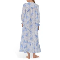 Floral-Print Button-Front Long Ballet Robe