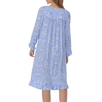 Floral-Print Modal Jersey Long-Sleeve Nightgown