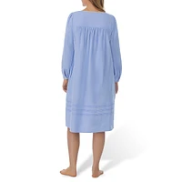 Printed Flannel Long-Sleeve Nightgown