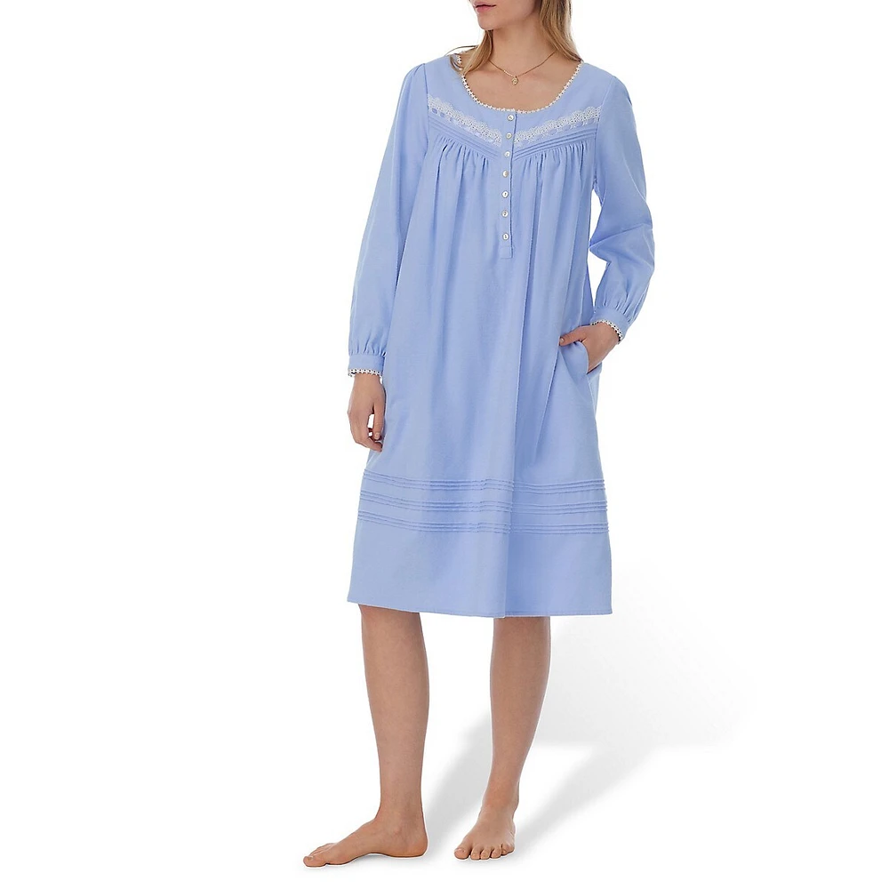 Printed Flannel Long-Sleeve Nightgown