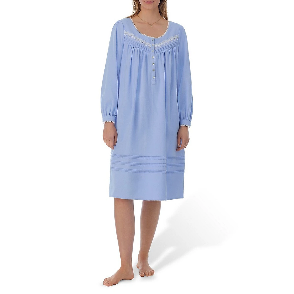 Printed Flannel Long-Sleeve Nightgown