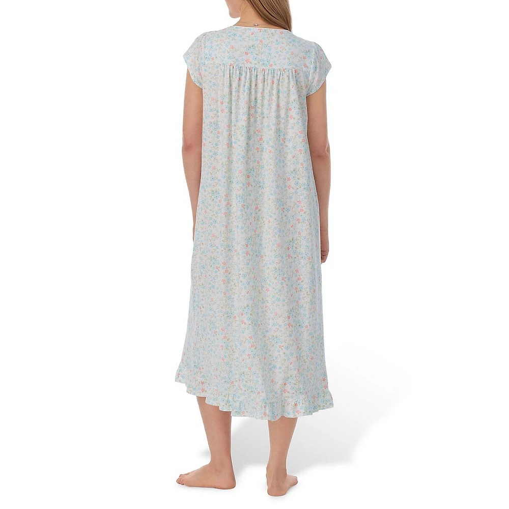 Floral Jersey Long Nightgown