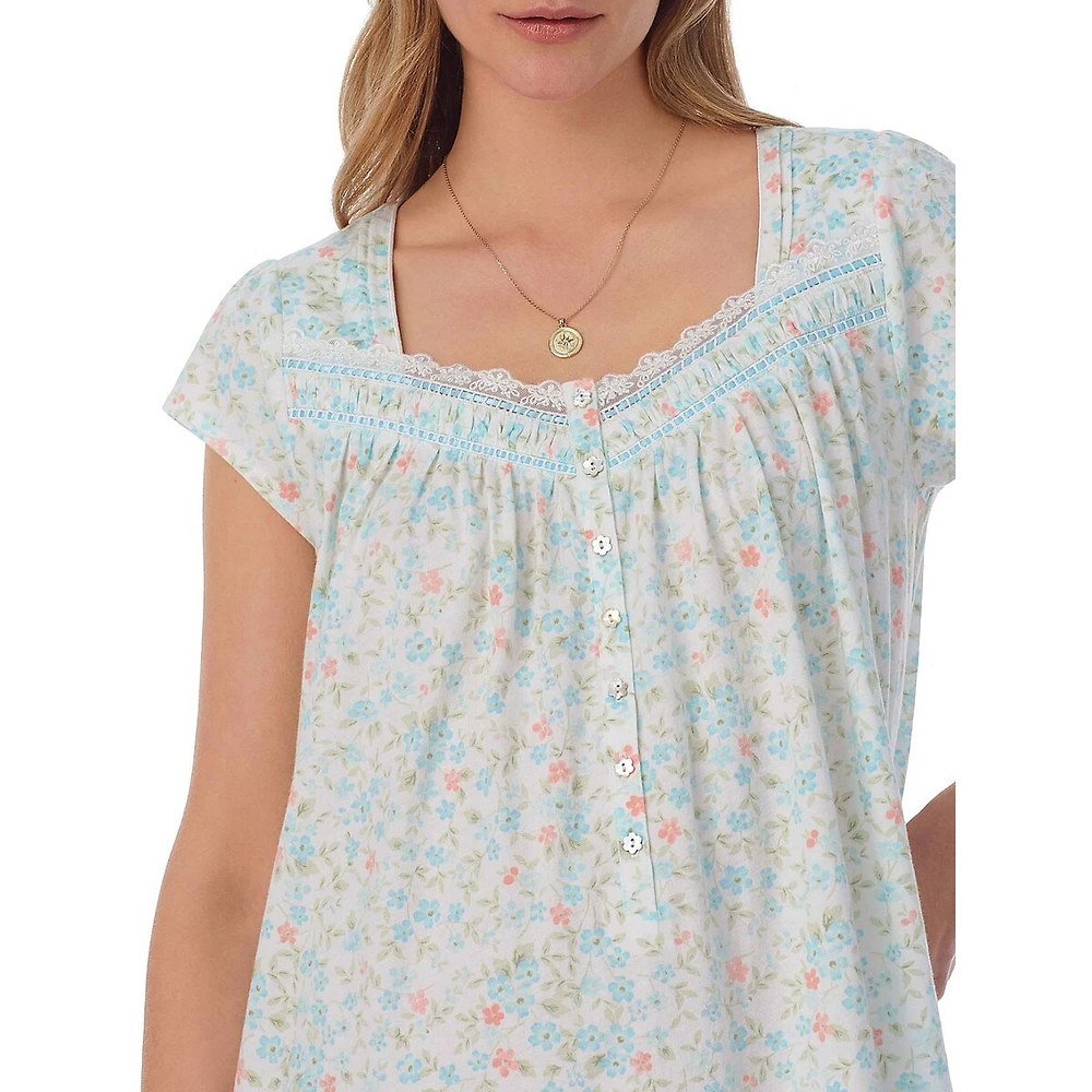 Floral Jersey Long Nightgown