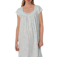 Floral Jersey Long Nightgown