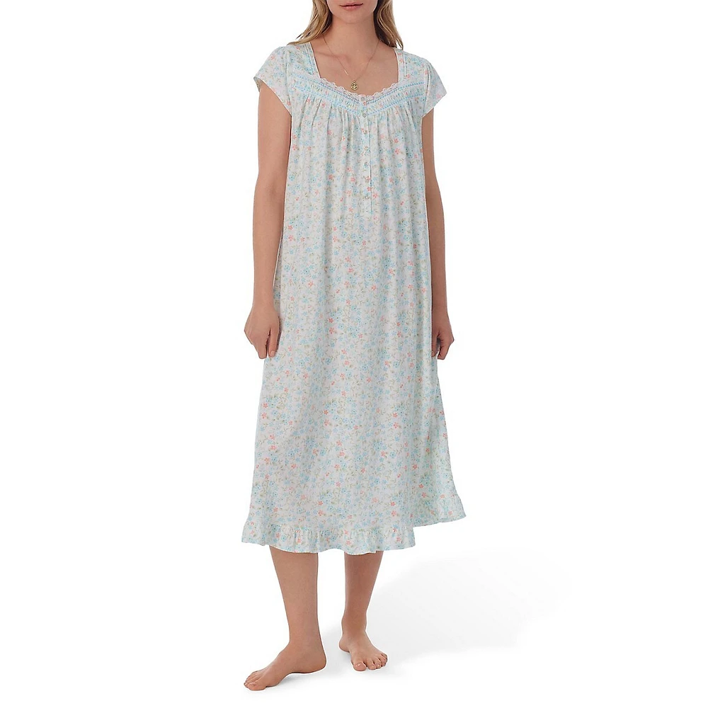 Floral Jersey Long Nightgown