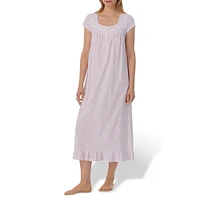 Floral Cap-Sleeve Midi Nightgown