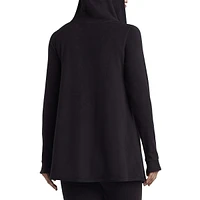 Fleece Open-Front Wrap-Up Hoodie