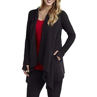 Fleece Open-Front Wrap-Up Hoodie