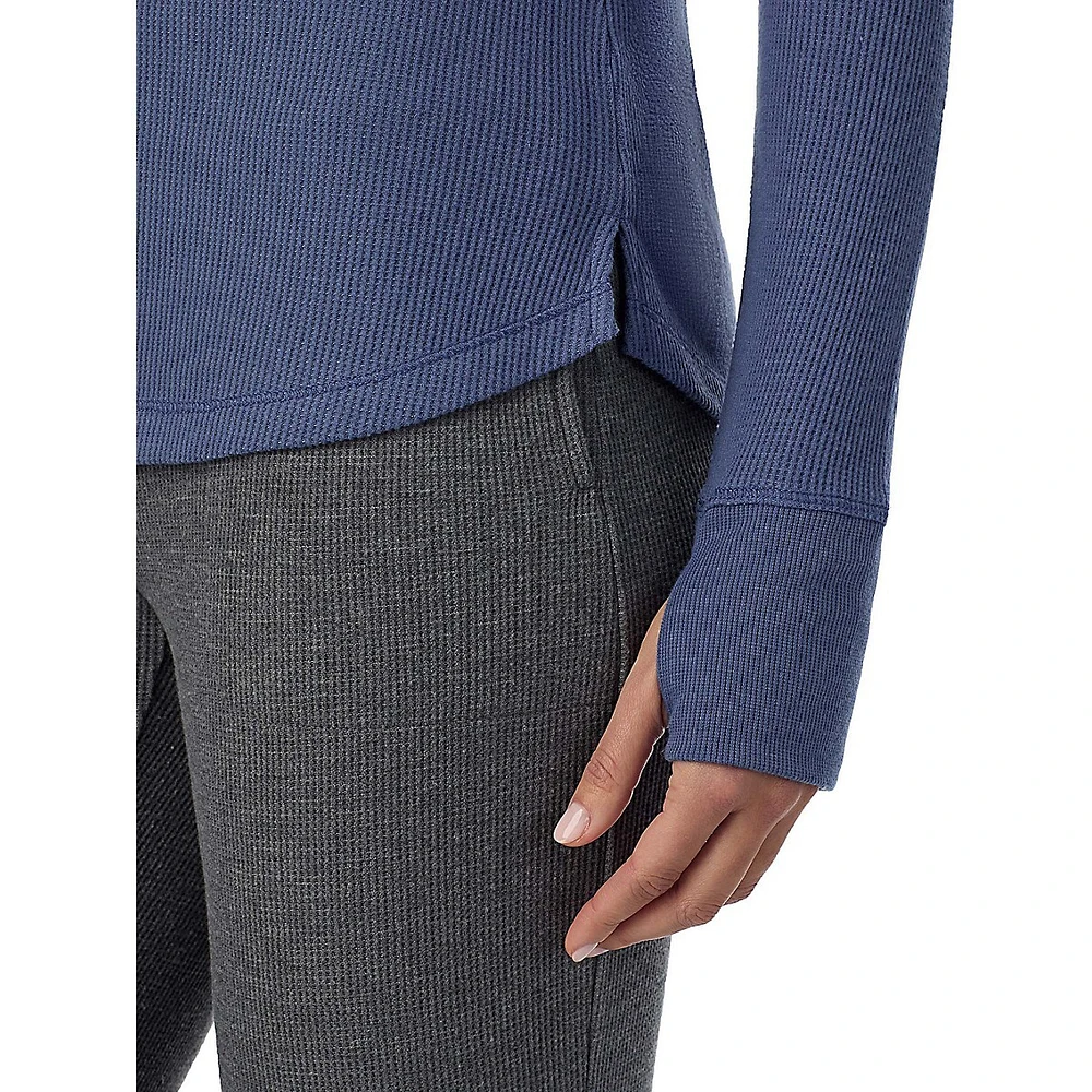 Waffle-Knit Thermal Long-Sleeve Top