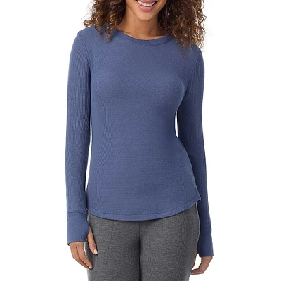 Waffle-Knit Thermal Long-Sleeve Top